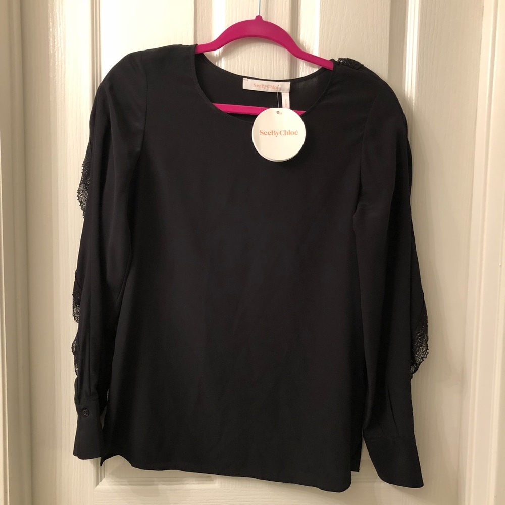 Black - See By Chloe - Long Sleeve Blouse! NWT